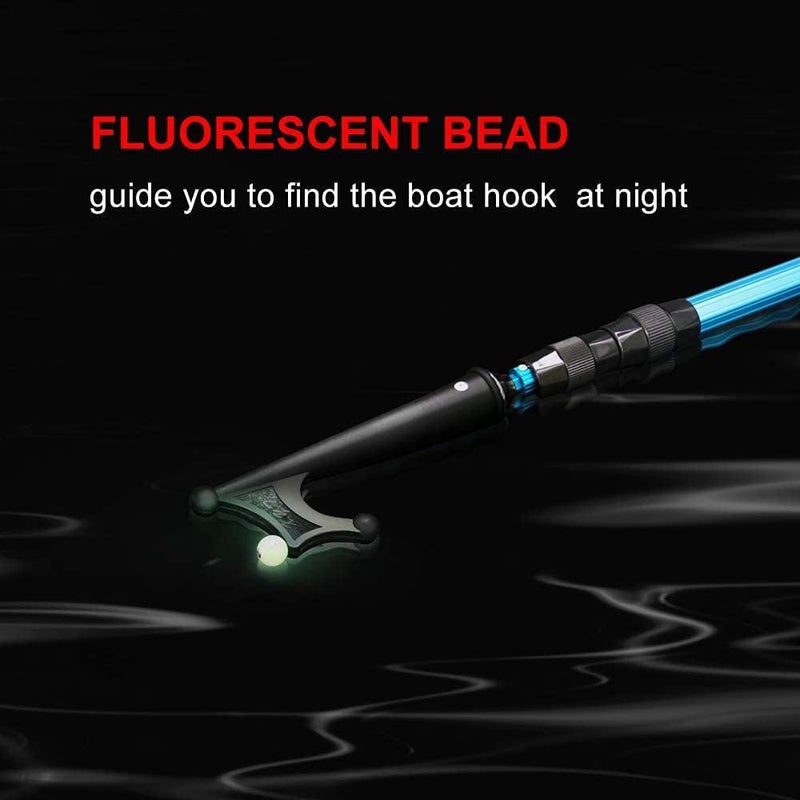 SAN LIKE Boat Hooks for Docking Extension Pole Hook Telescopic Boat Pole with Luminous Bead, Lightweight Floating, Non-Slip Rubber Handle, Durable & Rust-Resistant - Image 4